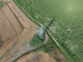 Top view, photos with quadrocopters, the mast power line