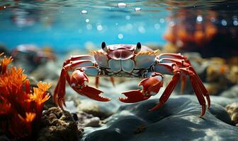 AI generated crab underwater sea photo