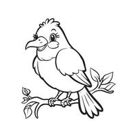 Coloring book of a bird sitting on a branch vector