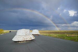 Rainbow, view from the roof of the building. Ventilation outlets photo