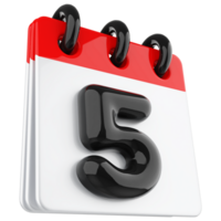 3d icono calendario número 5 5 png