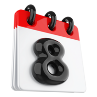 3d icon calendar number 8 png