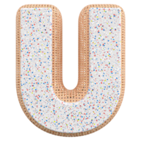 3d letter U font 3d render png