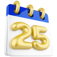 3d icono calendario número 25 png