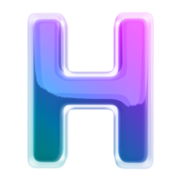 Gradient letter H font 3d render png