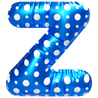 Blue letter Z font 3d render png