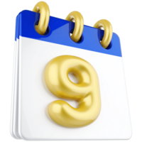 3d icon calendar number 9 png