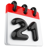 3d icon calendar number 21 png