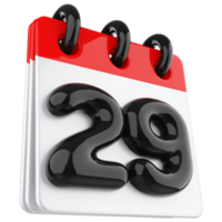 3d icona calendario numero 29 png