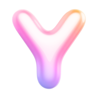 Gradient bubble letter Y font 3d render png