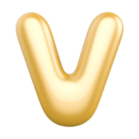 oro bolla lettera v font 3d rendere png