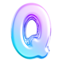 Gradient letter Q font 3d render png