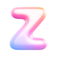 Gradient bubble letter Z font 3d render png