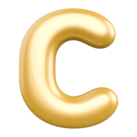 oro bolla lettera c font 3d rendere png