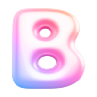 Gradient bubble letter B font 3d render png