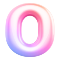 Gradient bubble letter O font 3d render png