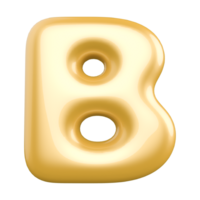 oro bolla lettera B font 3d rendere png