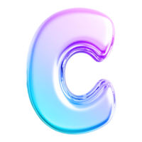 Gradient letter C font 3d render png