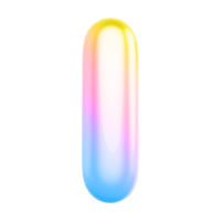 Gradient bubble letter I font 3d render png