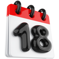 3d icona calendario numero 18 png