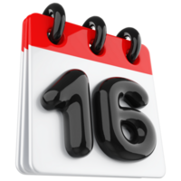 3d icon calendar number 16 png