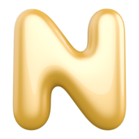 guld bubbla brev n font 3d framställa png