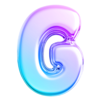 Gradient letter G font 3d render png