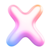 Gradient bubble letter X font 3d render png