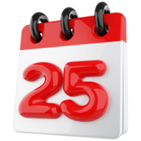 3d icône calendrier nombre 25 png