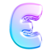 Gradient letter E font 3d render png