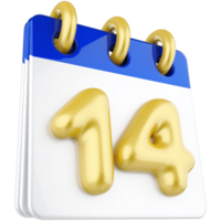 3d ikon kalender siffra 14 png