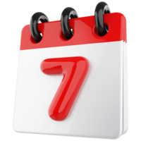 3d icon calendar number 7 png