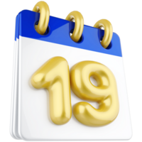 3d ícone calendário número 19 png