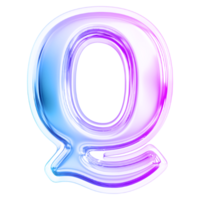 Gradient letter Q font 3d render png