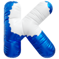 Blue letter K font 3d render png