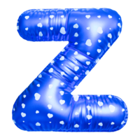 Blue letter Z font 3d render png