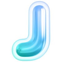 Blue letter J font 3d render png