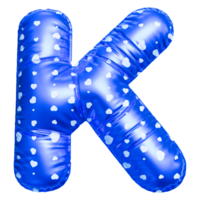 Blue letter K font 3d render png