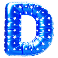 Blue letter D font 3d render png