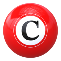 3d ball letter C font 3d ball render png