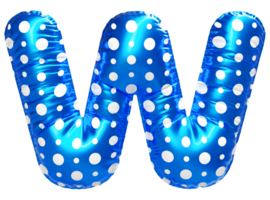 Blue letter W font 3d render png