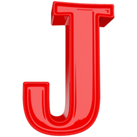 rosso lettera j font 3d rendere png