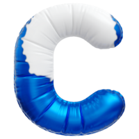 Blue letter C font 3d render png