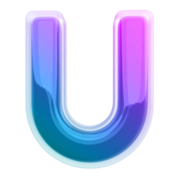 Gradient letter U font 3d render png