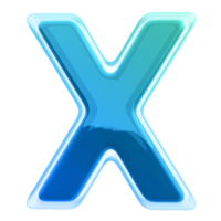 Gradient letter X font 3d render png