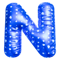 Blue letter N font 3d render png