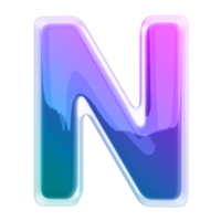 Gradient letter N font 3d render png
