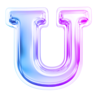 Gradient letter U font 3d render png