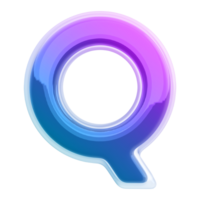 Gradient letter Q font 3d render png