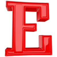 Red letter E font 3d render png